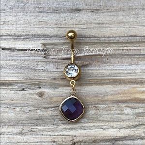 Gold Purple Faceted Glassβ Crystal Belly Ring